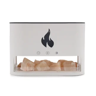White Blaze Aroma Diffuser - Himalayan Salt Chamber - USB-C - Flame Effect (Salt included)