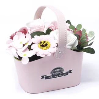 Petite Soap Flower Basket - Peaceful Pink