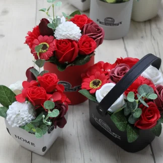 Petite Soap Flower Basket - Rich Reds